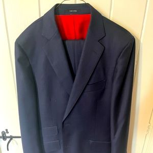 Navy blue suit, pants, vest